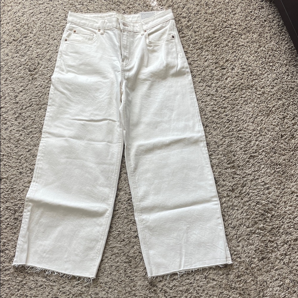 Women's High-Waist Wide Leg White Jeans